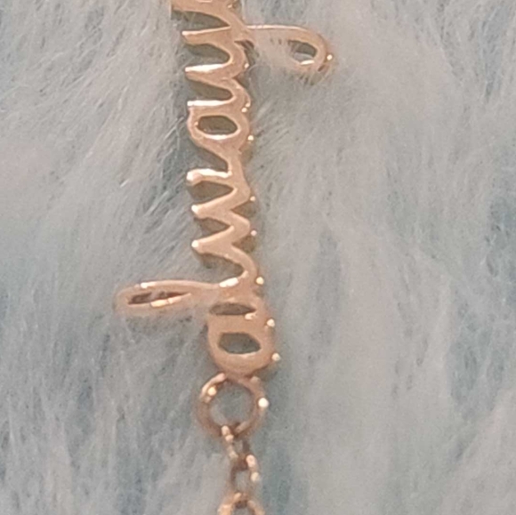 Gold tone, bezel set CZ station necklace, love always written - Picture 4 of 8